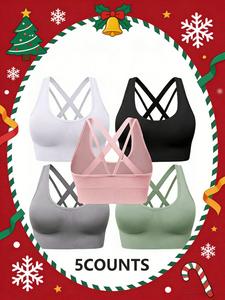 women's solid criss cross sports bra, breathable comfortable sports bra, gymclothes, ladies sportswear for exercise indoor outdoor wear, activewear, workout clothes women, fitness training clothes, yoga sports bra, workout bras, sports lingerie top