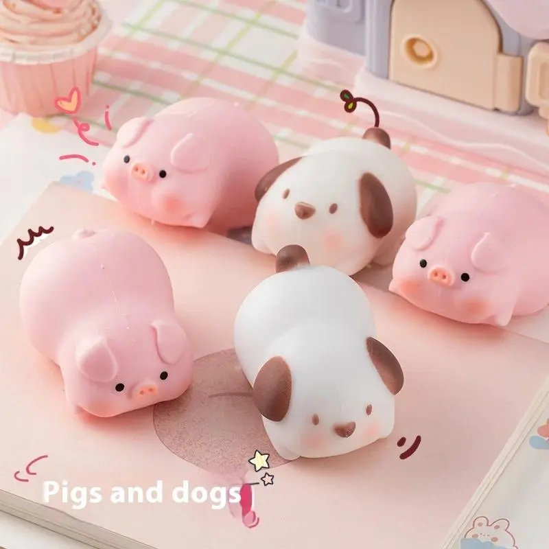 Cute Pulling Pets Squishy Doll Stress Relief Toys - Stretchy Animal Puppy Piggy Fidget Toys for Adults/Kids, Sensory Play Therapy Anti-Anxiety Tools