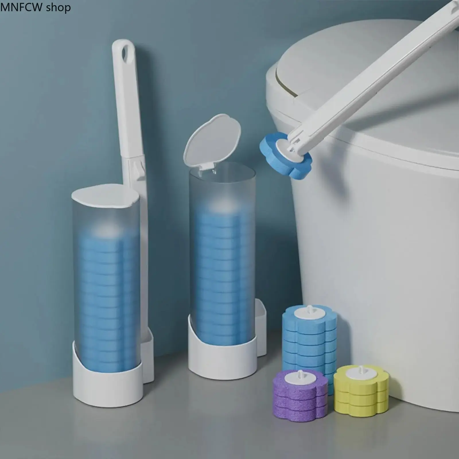 Unisex 18/36PC Disposable Toilet Cleaning System 2026 Trending, Long Handle Rotatable Scrub Brush with Wall Mount Caddy, Fragrance-Free Low Foam Bathroom Sink Tub Cleaner Kit
