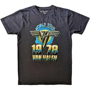 Men's Van Halen World Tour '78 2 T-Shirt Black Van Halen 1978 World Tour Graphic Tee Men’s Vintage Hard Rock Short Sleeve Crew Neck Casual Top