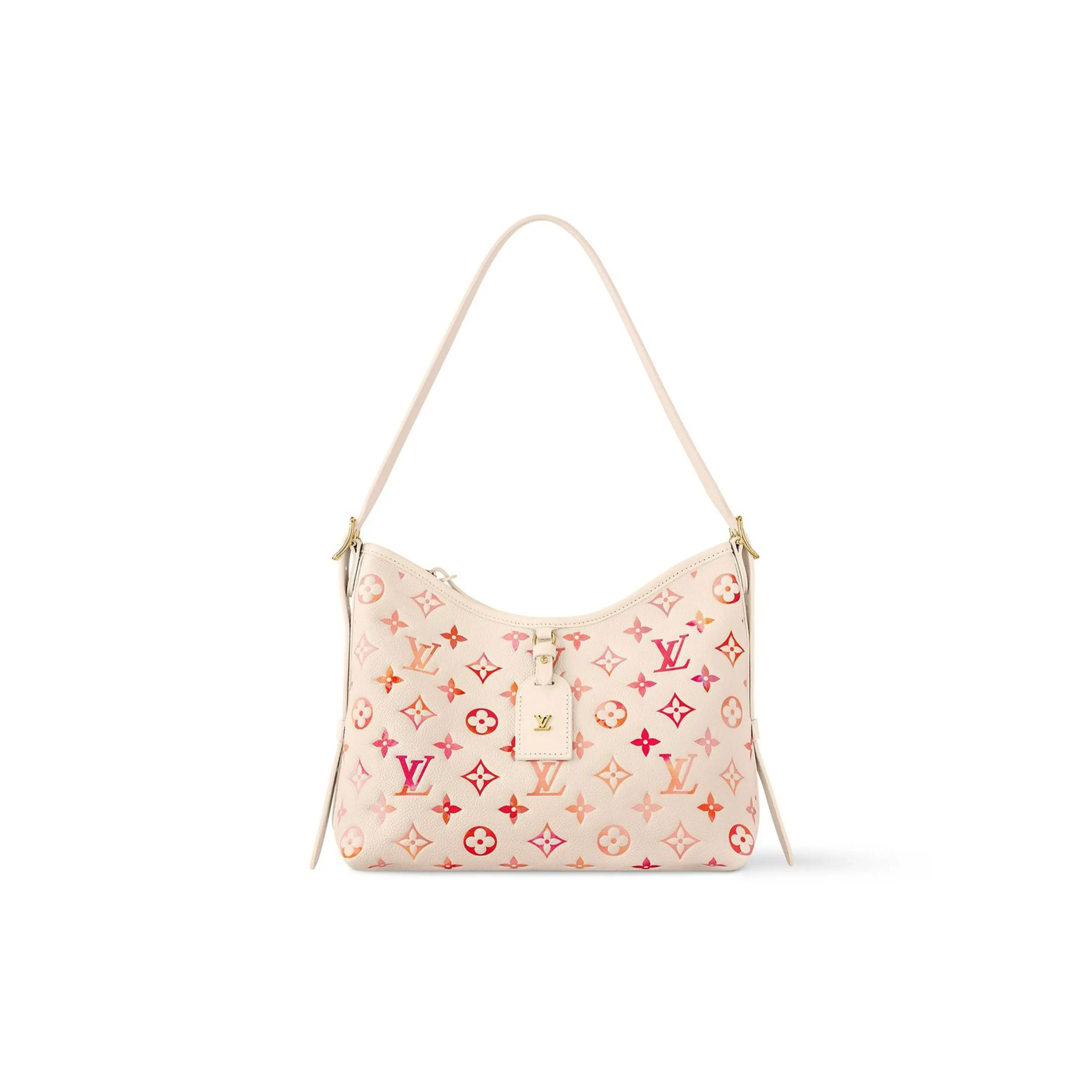 Louis Vuitton Carryall PM Handbag for Women – Adjustable Strap, Zip Closure, Leather, Pink-Red Ombre and Beige