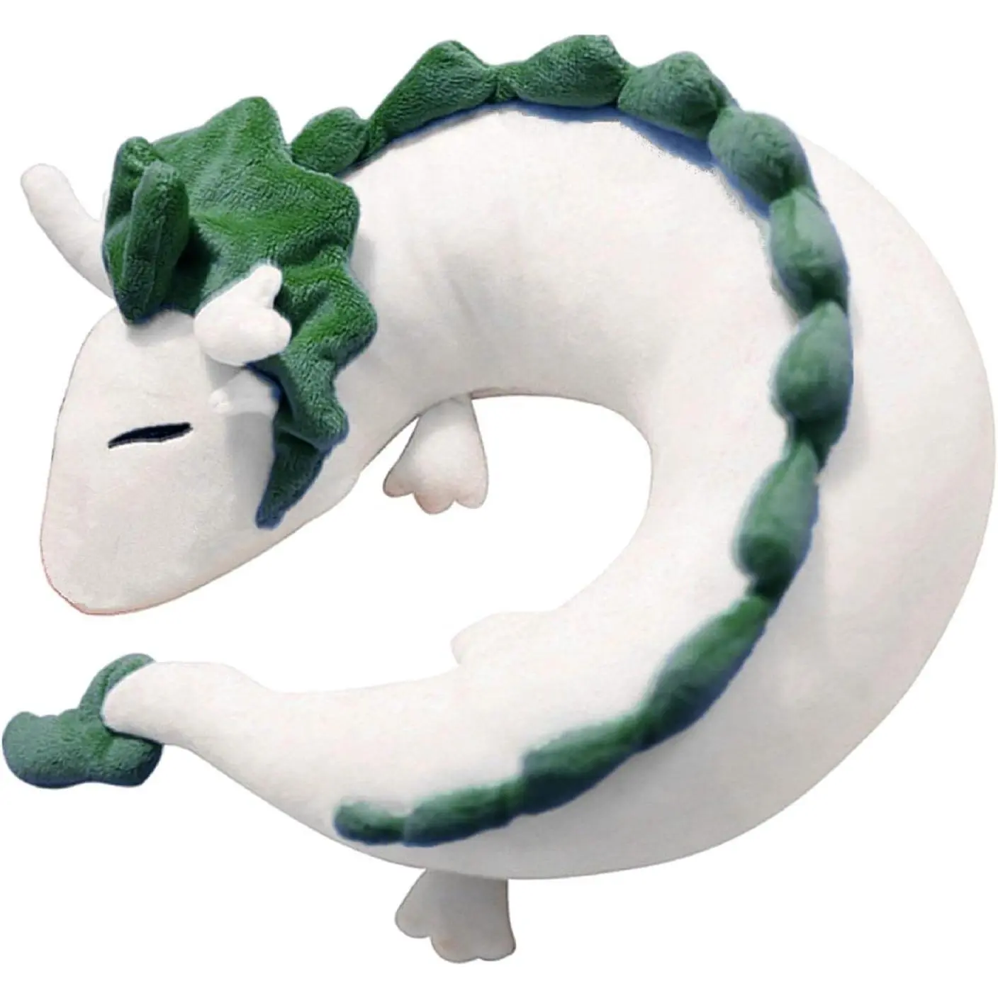 Dragon U-Shape Pillow Plush Doll Neck Pillow Anime Cute Soft Little White Dragon Best Gift(Dark Green)