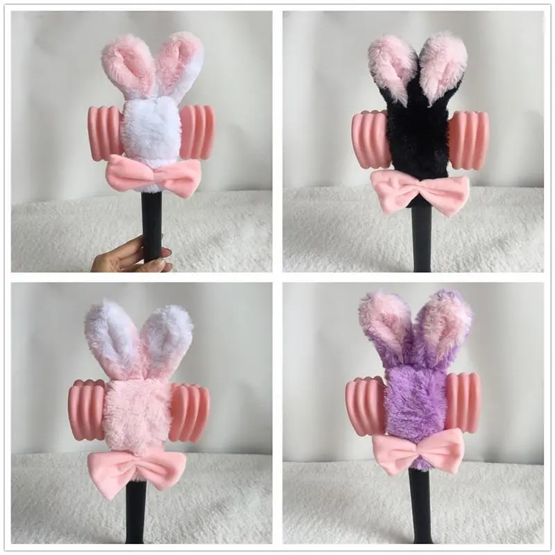 1pcs Black Cute Bunny Plush Light Stick Cover, Fabric Decorative Accessory for Pink Hammer Lamp, Compatible with LISA ROSE JENNIE Lightsticks, B2 DIY Specialty Toy Supply, Light Cover