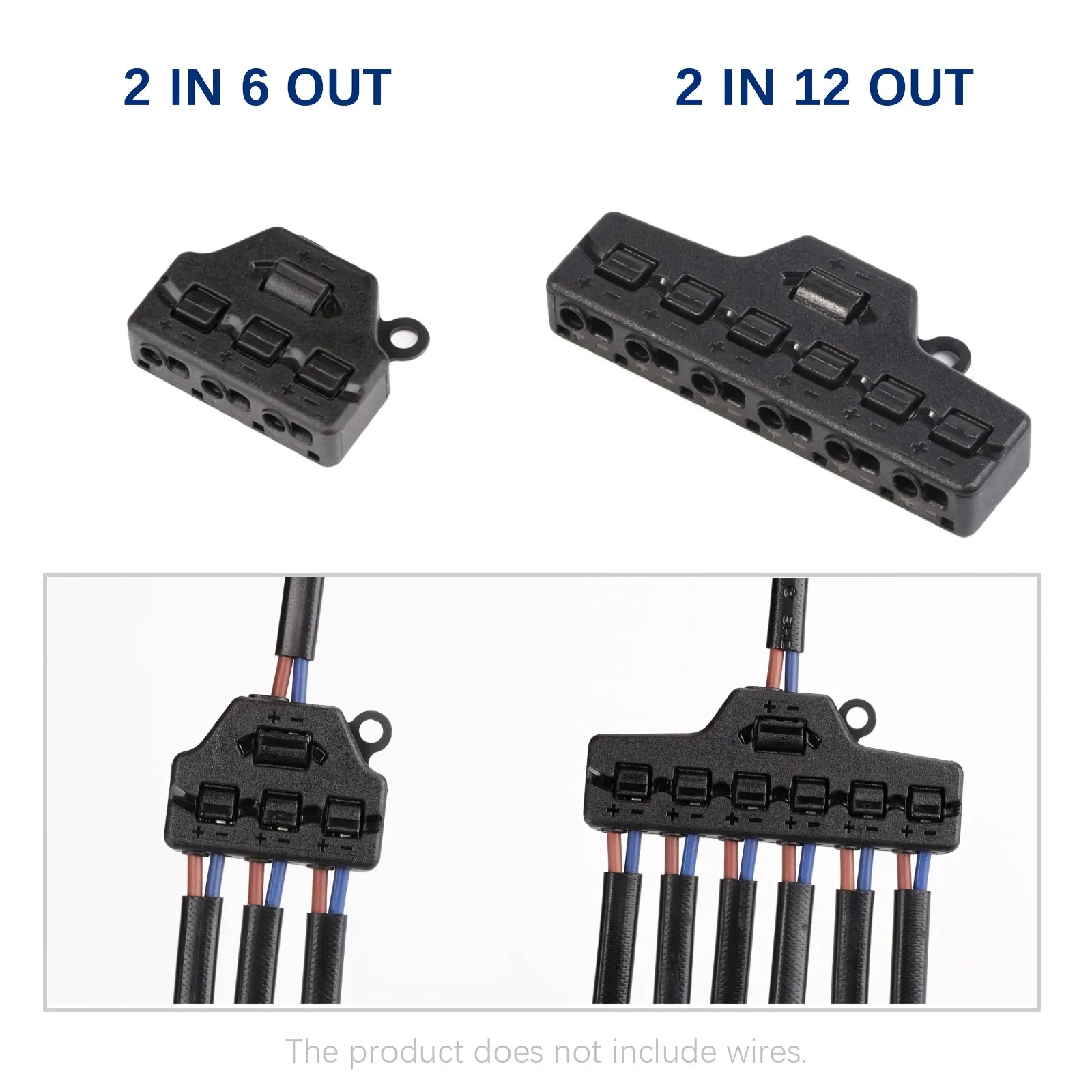 Low Voltage LED Splitter, Mini 2in6/2in12 Branch Connector Wiring Tool with Quick Connect Push-Button Operation, Cable Terminal for Education Device Parts & Accessories