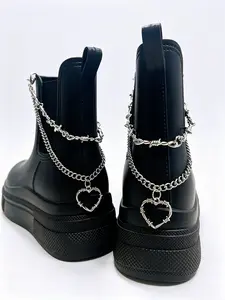 2pcs Thorn Heart Pendant Shoe Chain, DIY Shoe Decoration, Punk Style Shoe Accessories, Chic Plain Design, All Seasons Wear, Shoe Charms