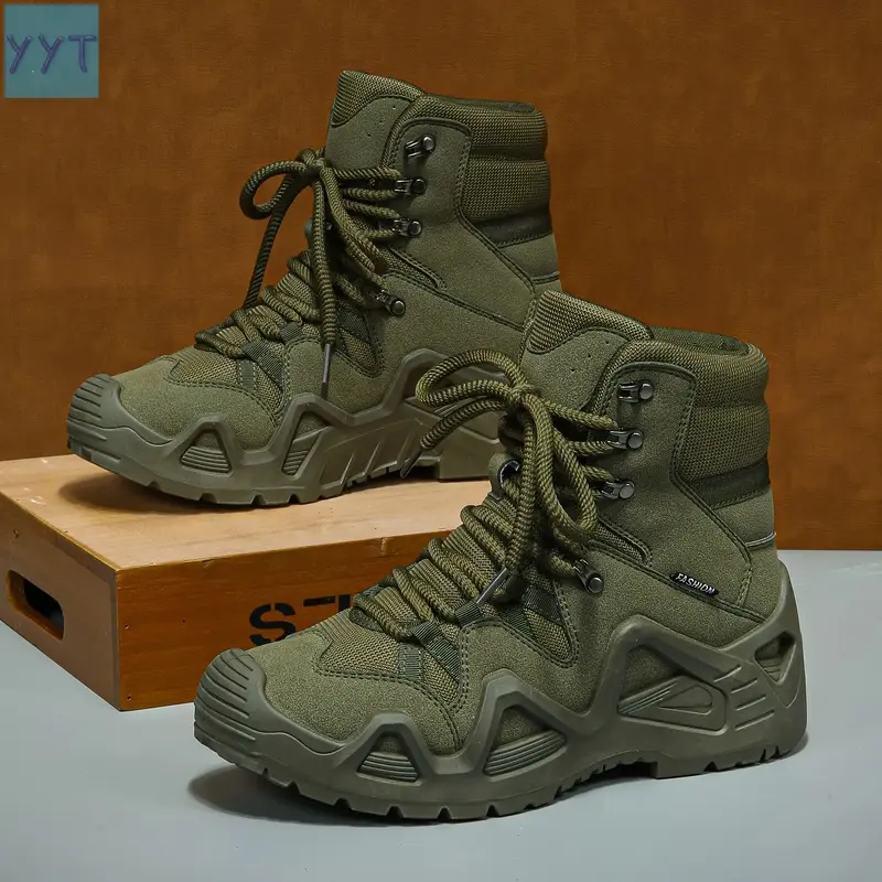 YYT1  Men's Tactical Hiking Boots, Shock Absorption and Non-Desert Boots, Winter Outdoors Camping Hiking Boots