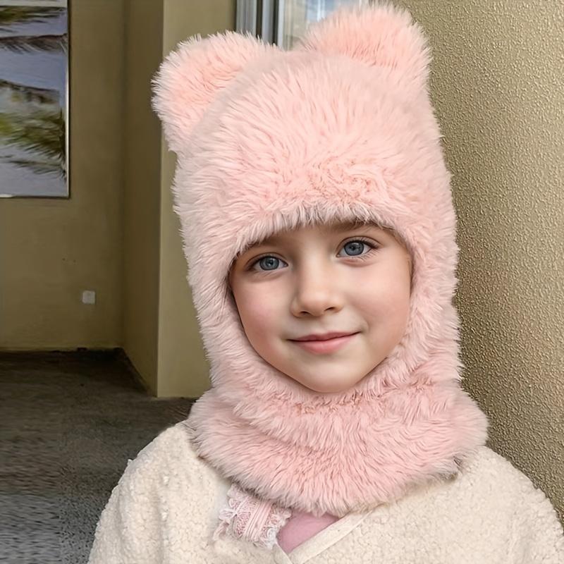Kids Winter Hat - Thick Warm Beanie with Cute Bear Ears, Soft Pink/Black/Gray/White/Blue/Red/, Lightweight Cold Weather Hat for Boys & Girls Ages 3-6, Easy Hand Wash Care for Outdoor, School, Travel, Everyday Winter Wear - Ideal Birthday or Christmas Gift