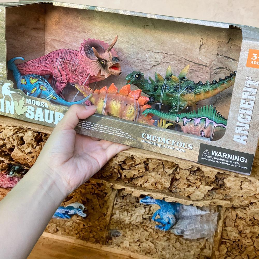 6PCS New Realistic Dinosaur Model Toy Set T-Rex Pterosaur Triceratops Mixed Styles Gift Box