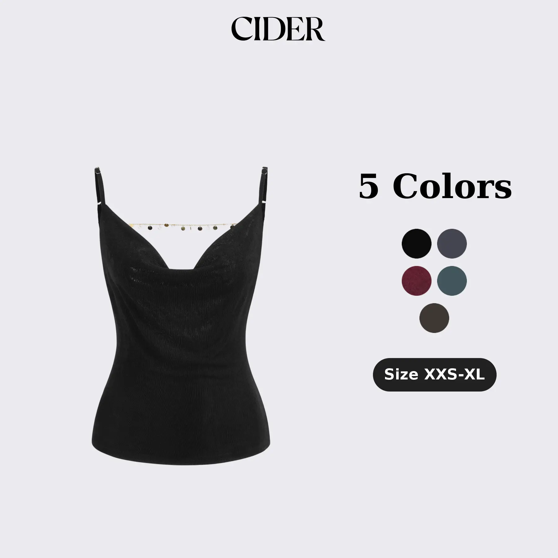 Cider Cowl Neck Backless Chain Detail Cami Top Cider Cowl Neck Backless Chain Detail Cami Top