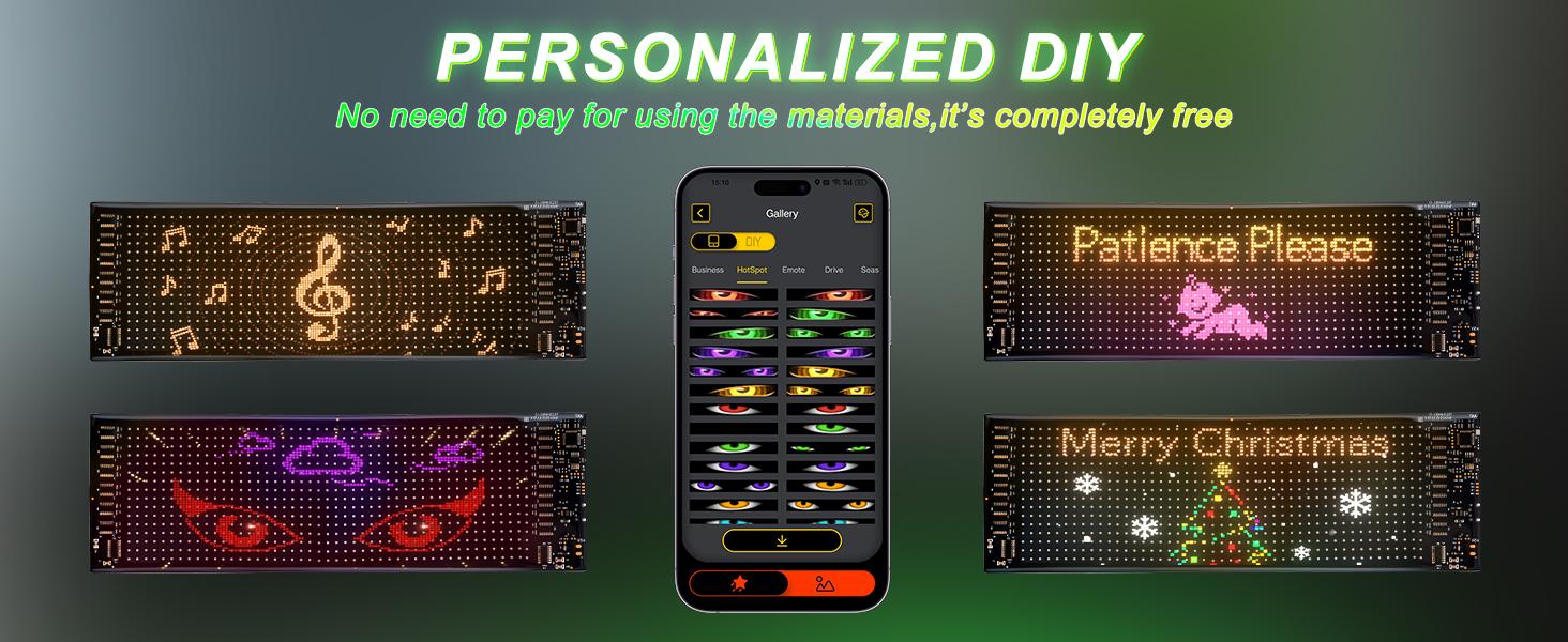 2PCS 23.4"x4.7" LED Eyes for Car Windshield - Devil Eyes Light Strips with Dynamic Patterns, APP/Remote Control, IP68 Waterproof, USB-Powered for Cars/Trucks/RVs/Motorcycles