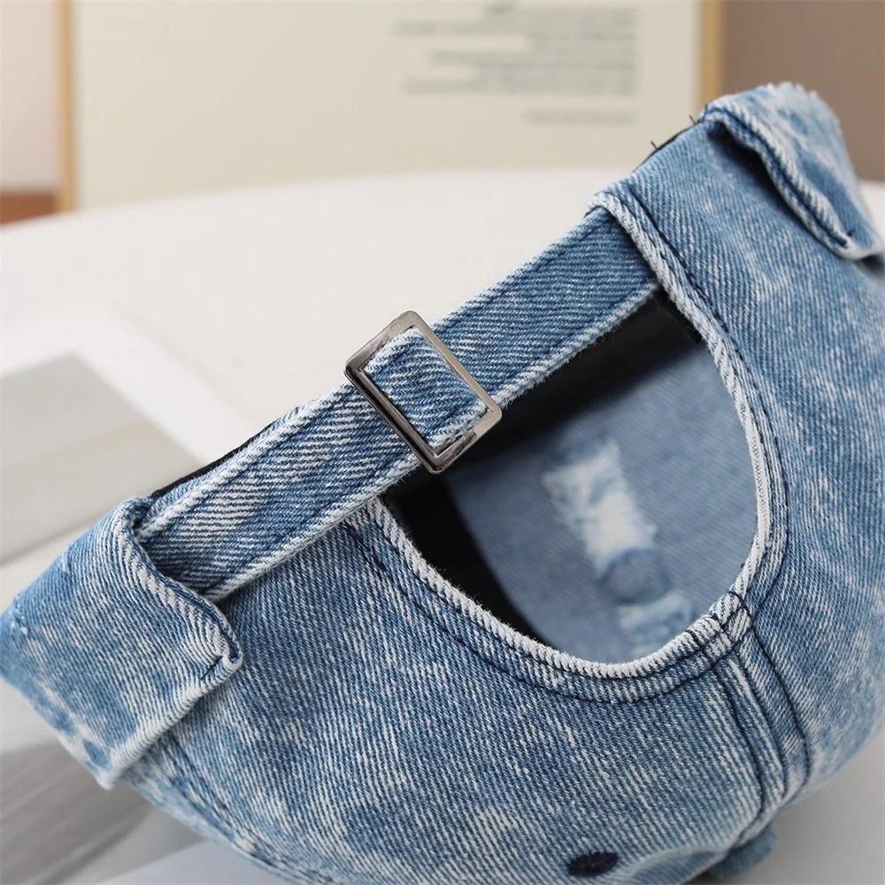 Vintage Distressed Denim Docker Cap for Men Women Retro Washed Miki Hat with Colorful Graffiti Print Streetwear Brimless Beanie