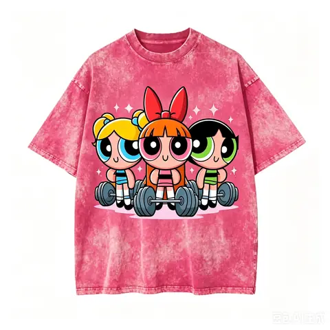 Unisex Soft Powerpuff Girls Cartoon Print Graphic T-Shirt - Casual Smooth Fabric Round Neck Fitted Cotton Seamless Short Sleeve Sports Top, Gym Wear, Gift for Cartoon Fans (Youth & Adult Sizes)