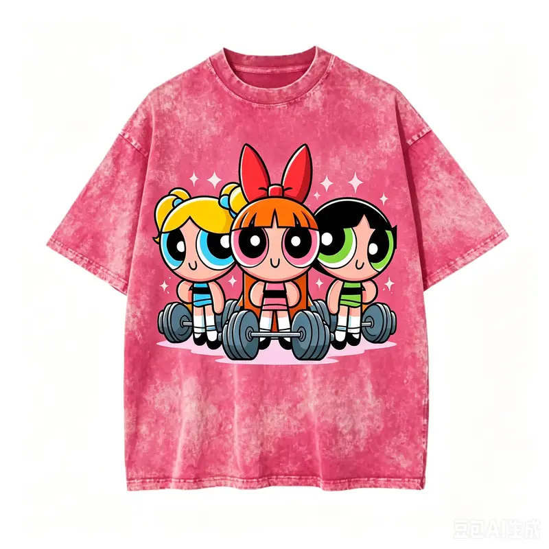 Unisex Soft Powerpuff Girls Cartoon Print Graphic T-Shirt - Casual Smooth Fabric Round Neck Fitted Cotton Seamless Short Sleeve Sports Top, Gym Wear, Gift for Cartoon Fans (Youth & Adult Sizes)
