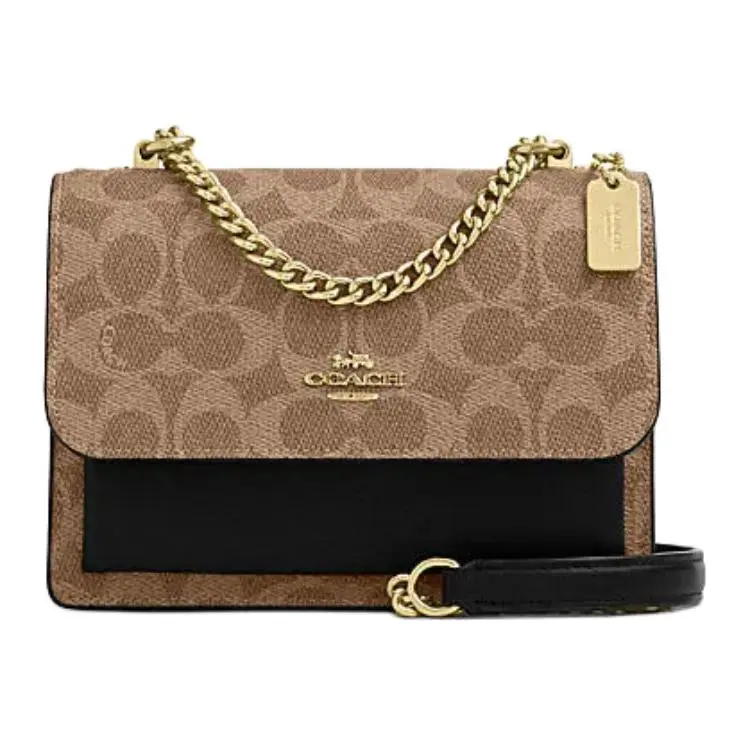 COACH Klare Small Crossbody Bag for Women – Saffiano Leather and Genuine Leather, Tan and Black