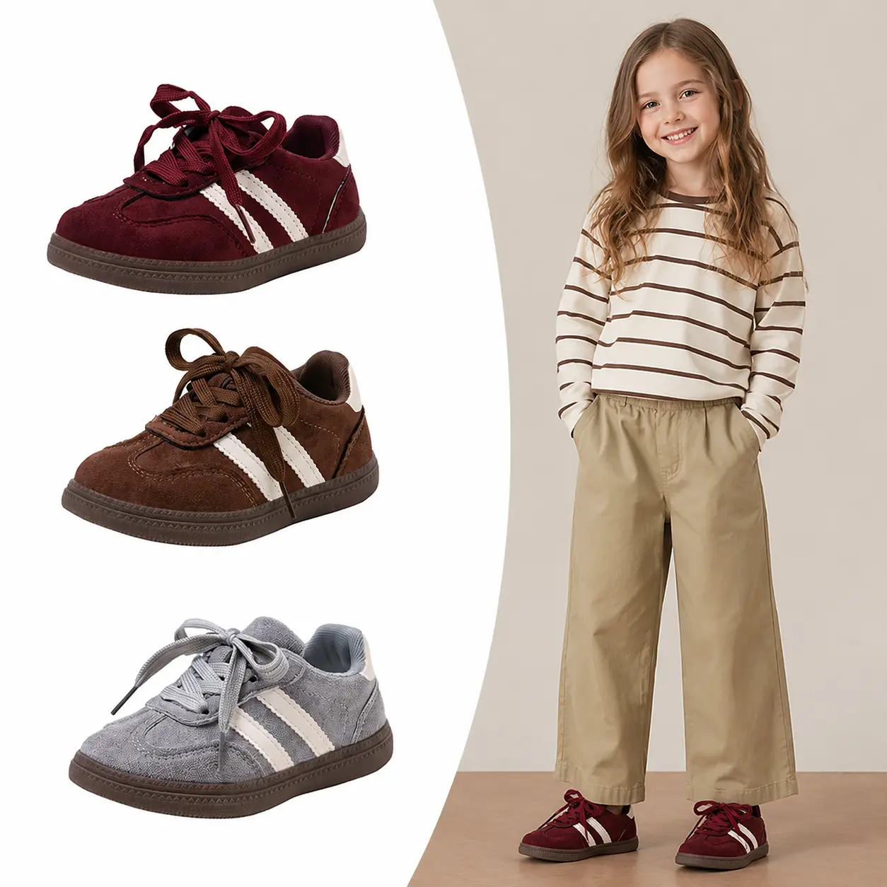 Unisex Kids Classic German Trainer Gym Shoes Non Slip Wear Resistant Soft Comfortable Breathable Sneakers for Boys and Girls