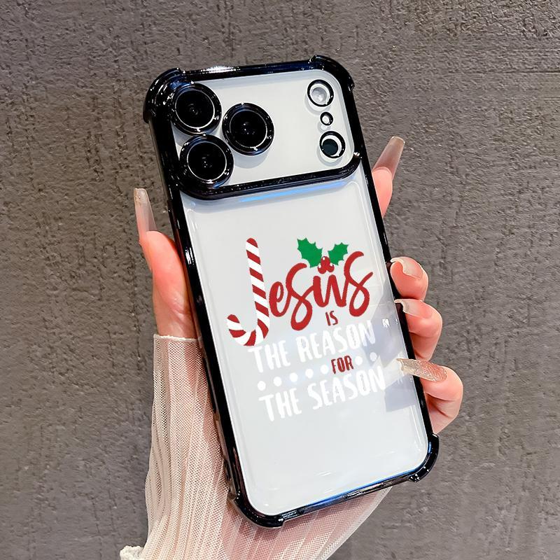 Christmas Jesus Spirit Pattern Phone Case for iPhone 17 Pro Max 16 15 Plus Air 14 13 12 11 E Shockproof Protective Silicone Cover with Full Lens Protection & Four-Corner Drop Guard