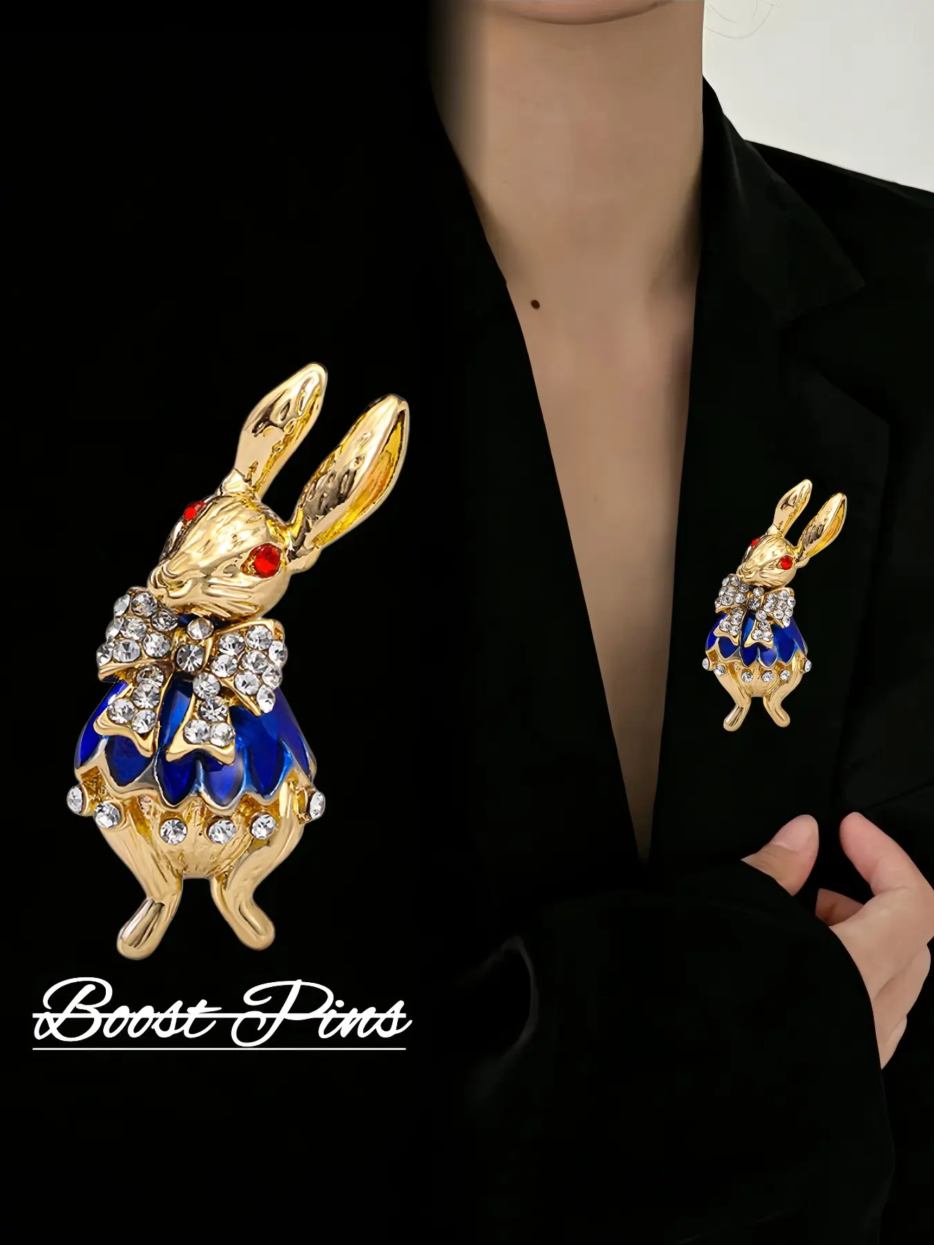 Gold Tone Enamel Rabbit Brooch, Red Crystal Eyes & Clear Rhinestone Bowknot, Cute Animal Lapel Pin, Women's Sweet Fashion Jewelry for Coats & Scarves, Ideal Gift for Easter & Bunny Lovers, Enamel Lapel Pins