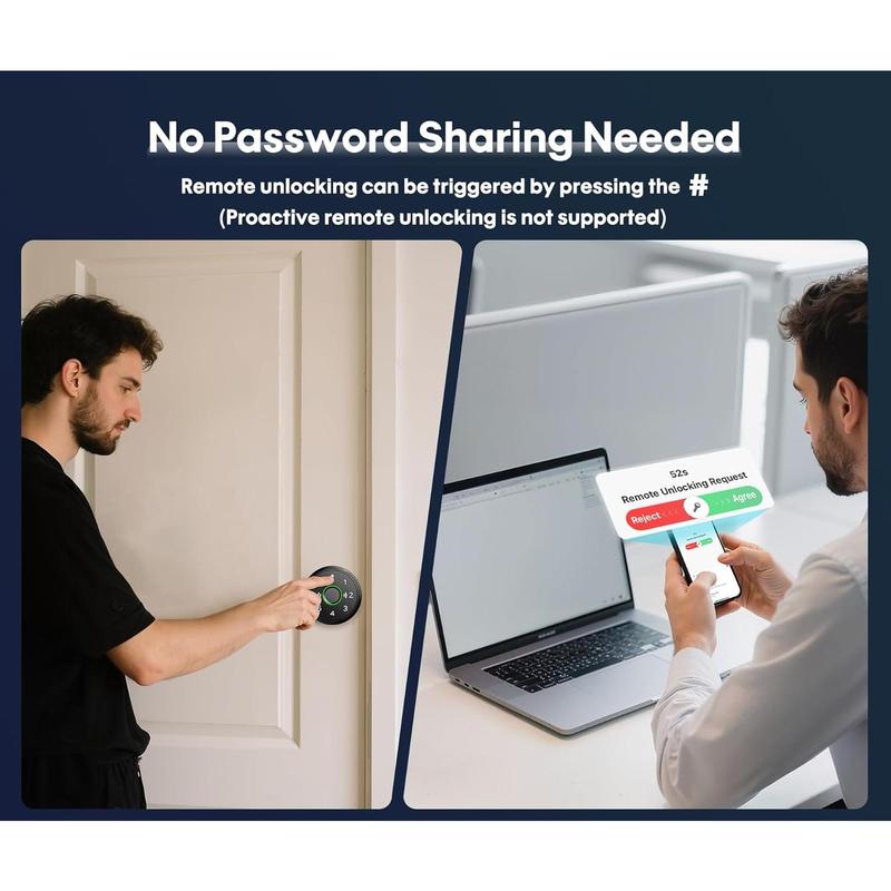 5-in-1 WiFi Smart Fingerprint Door Knob Lock - Built-in WiFi, Lock-Side Programming, APP Compatibility, Triggered Remote Unlock, Real-Time Alerts, Door Locks for Bedrooms & Offices g home Anti-Theft Fingerprint Door Lock Keyless Biometric digital entry