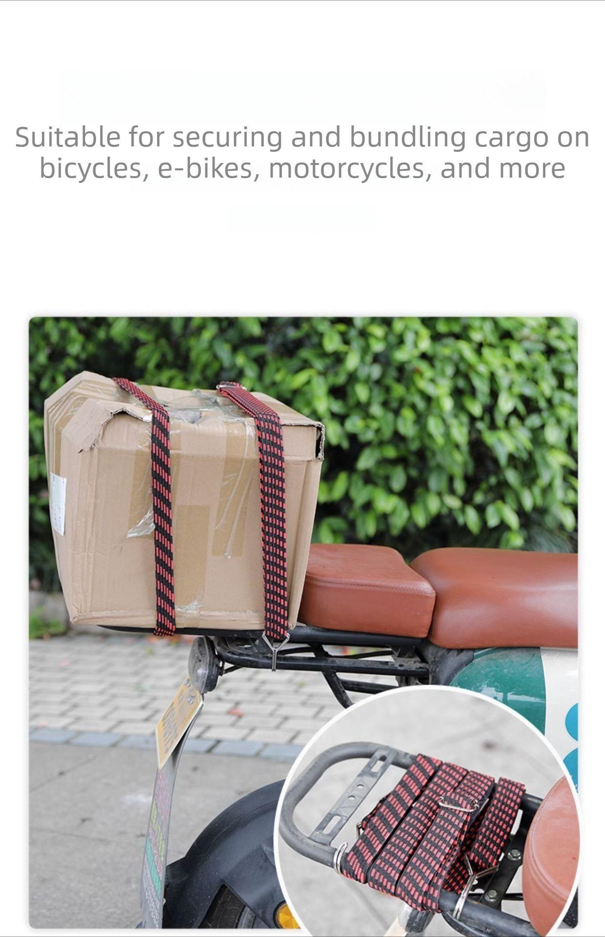 3-meter  adjustable tie-down rope, 10.24 × 2.76 × 1.57 in Motorcycle and electric vehicle handlebar straps, thickened and wide, elastic luggage straps and ropes, multi-functional high elasticity