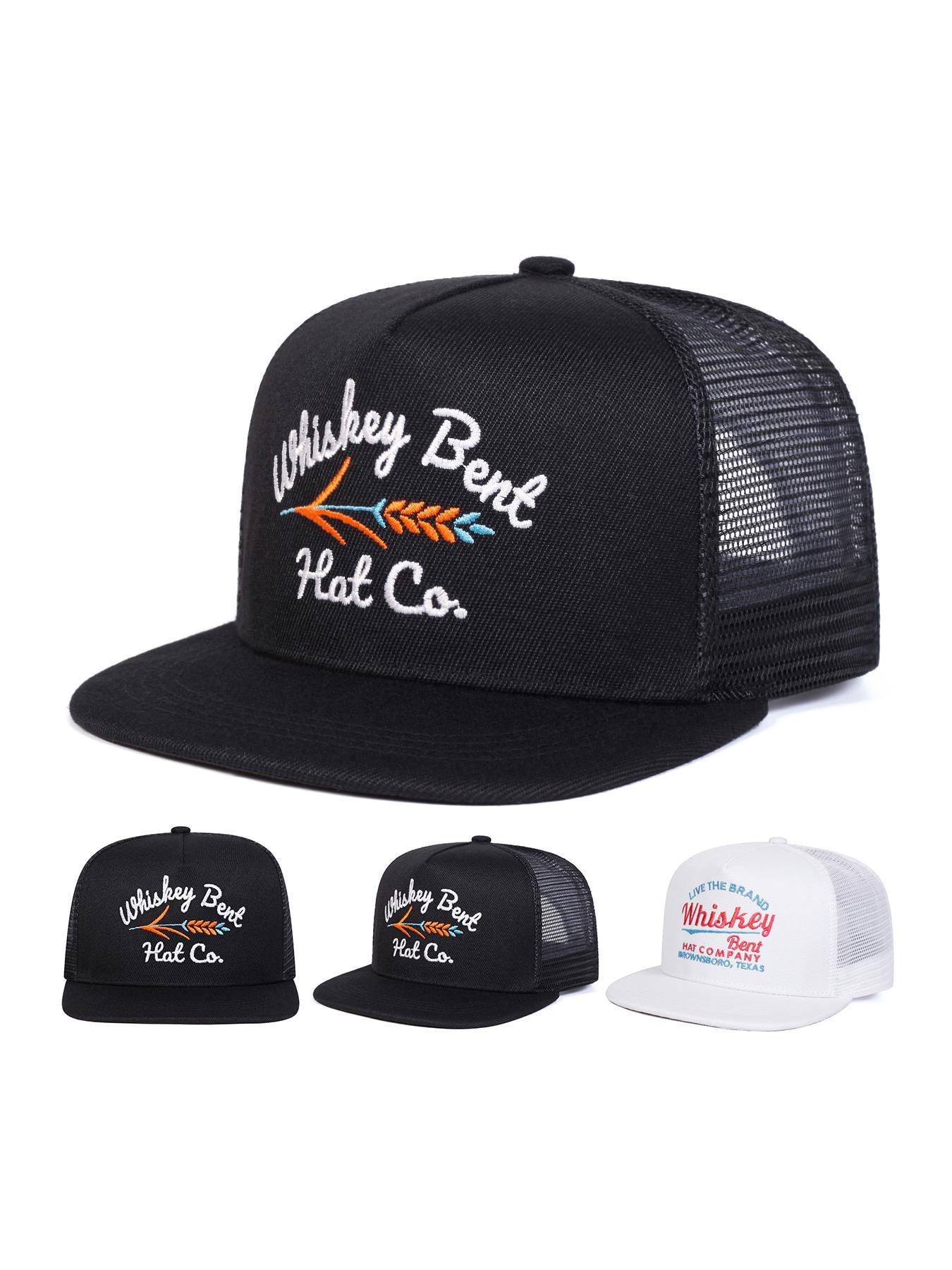 Unisex Whiskey Bent Mesh Baseball Cap, Dad Trucker Hat, Adjustable Sun Protection Hat, Casual Fitted Woven Cap for Spring & Fall Travel Beach Vacation