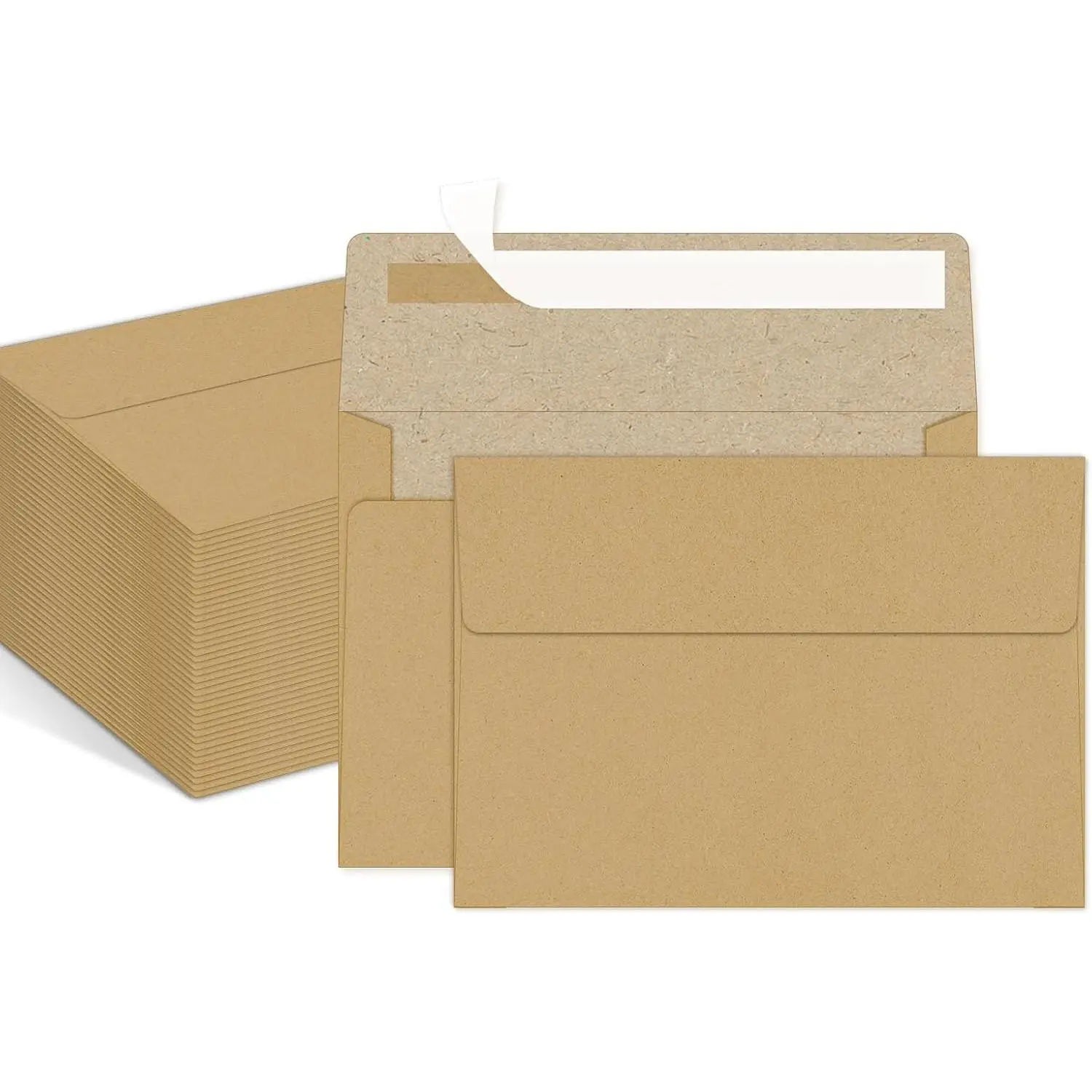 100 Packs Brown 5x7 Envelopes, A7 Envelopes for Invitations