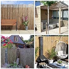 Natural Bamboo Slat Screening, Eco-Friendly Privacy Slat Fence, Bamboo Screen Panel Roll for Balcony or as Wind and Sight Protection (1.2m x 4m)