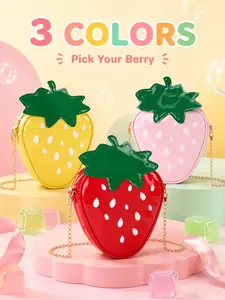 1pc Cute Strawberry Shaped Crossbody Bag for Women, Fashionable Crossbody Bag, Mini Glossy Chain Shoulder Bag, Lightweight Handbag with Space for Phone, Keys, Makeup, Stylish Daily Bag for Shopping, Travel, Gift for Girls, Birthday, Holidays