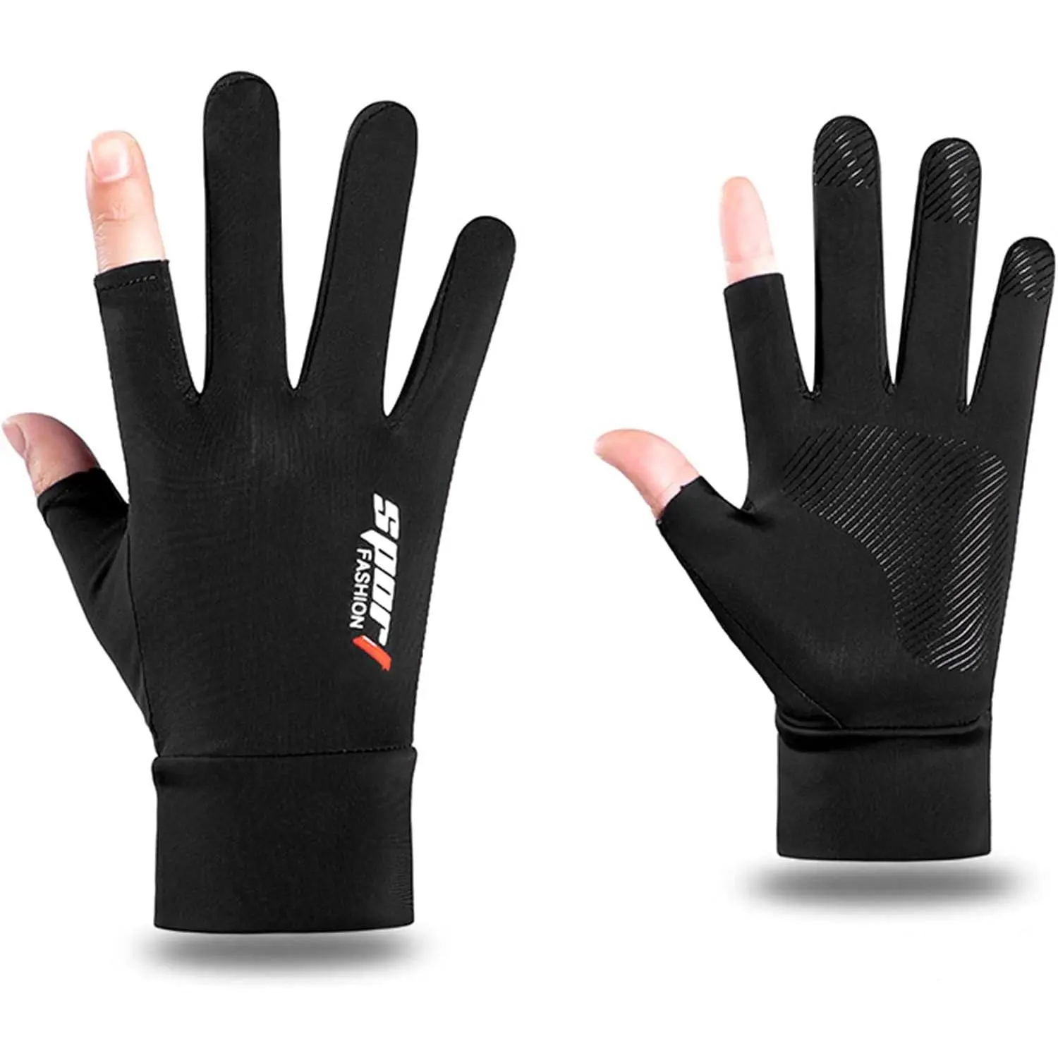 Mens Outdoor UV Sun Protection Fingerless Gloves Non Slip Fishing Gloves