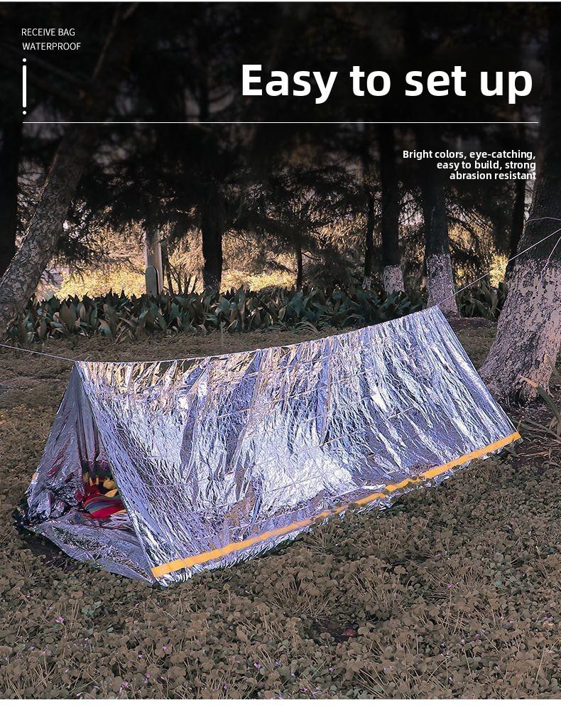 Outdoor Emergency Raincoat Foil Thermal Blanket Reflective Aluminum Survival Gear Portable Doomsday Prep