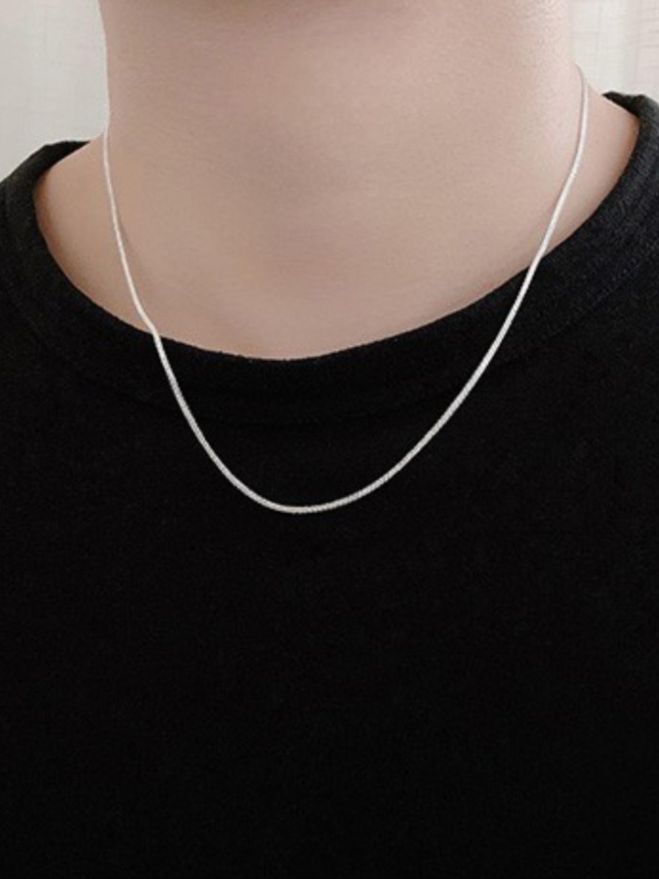 999 Sterling Silver Simple Cuban Link Chain Necklace for Women & Men, Fashion Jewelry for Party, Daily Clothing Decor, Trendy All-match & Exquisite Jewelry for Birthday Gift