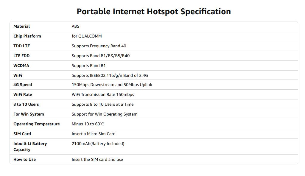 SENN Pocket WiFi Router 2025 - High Speed 4G LTE Mobile Hotspot, Instant Setup for iPhone Android Laptop, Long Battery, Compact White