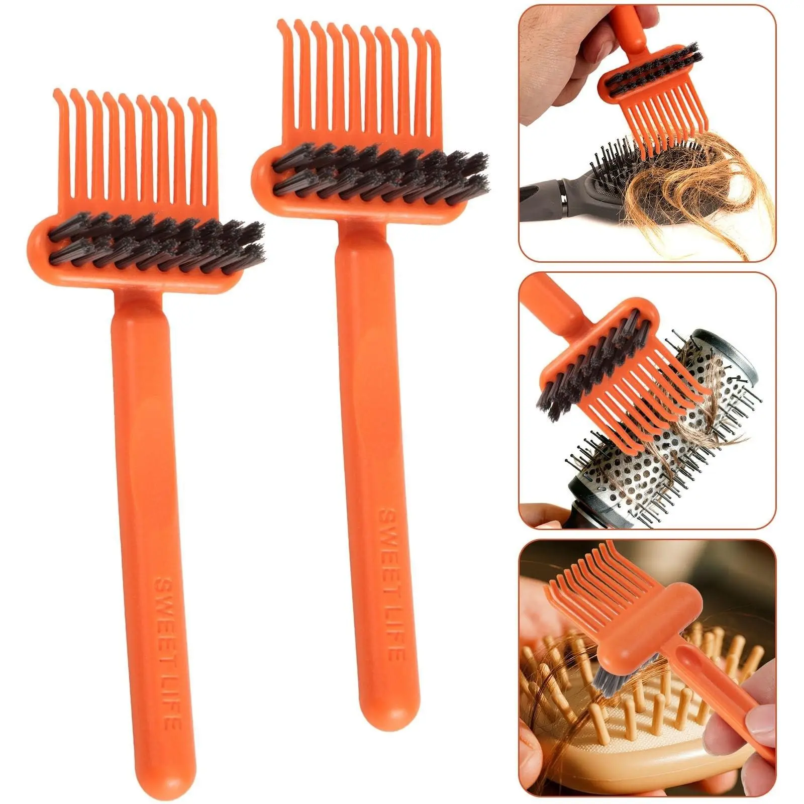 2 Pcs Hair Brush Cleaner Tool, PP Comb Cleaning Rake with Claw Hook, Compact Japanese Style, Lightweight, Removes Hair Dust Dirt, for Home Salon Use