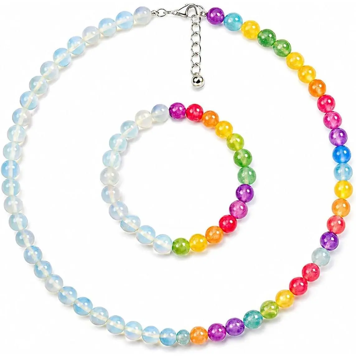 Dopamine Necklace UV Reactive Color Changing Beaded Choker for Women Rainbow Stone Necklaces  Summer Beach   Outfit