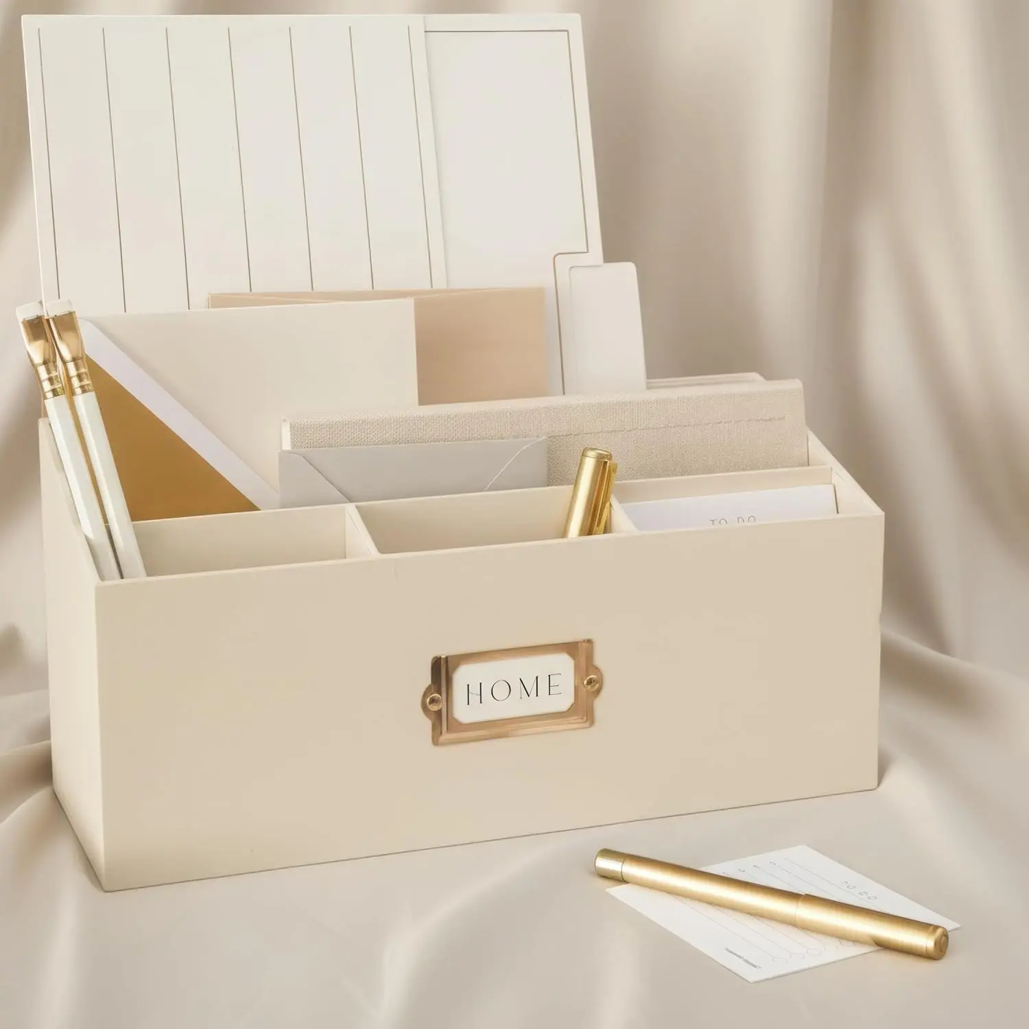Stylish Linen Mail Organizer for Your Countertop – Easily Organizes Pens, Mail &  in Spacious Compartments  Any Desktop – The  Desk Sorter for Paper & Office Essentials