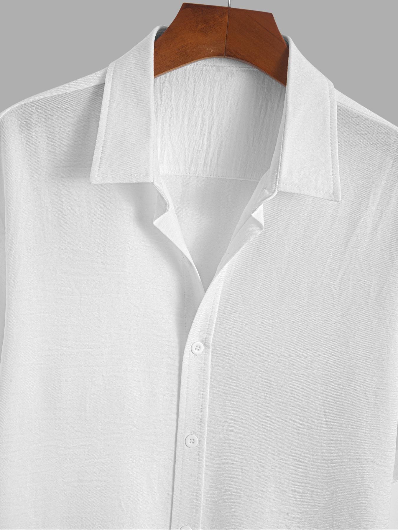 Men's Solid Button Front Short Sleeve Shirt, Loose Casual Comfy Top for Summer, Men's Clothes for Daily Wear, Menswear