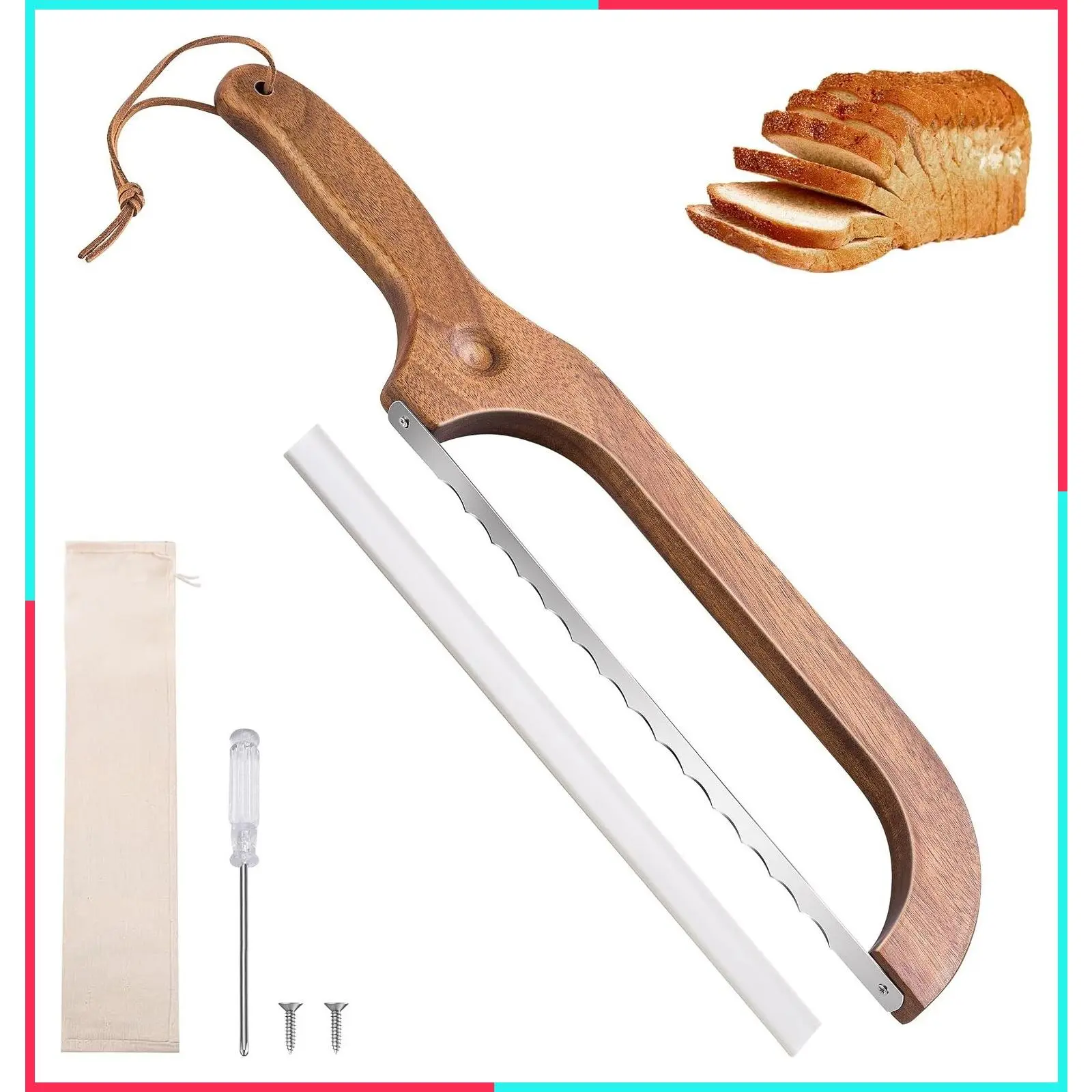 14.5 Inch Bread Knife for Homemade Sourdough Bread - Premium Serrated Slicer for Baguettes and More, Thin Cuts, Ergonomic Handle, Sharp Blade