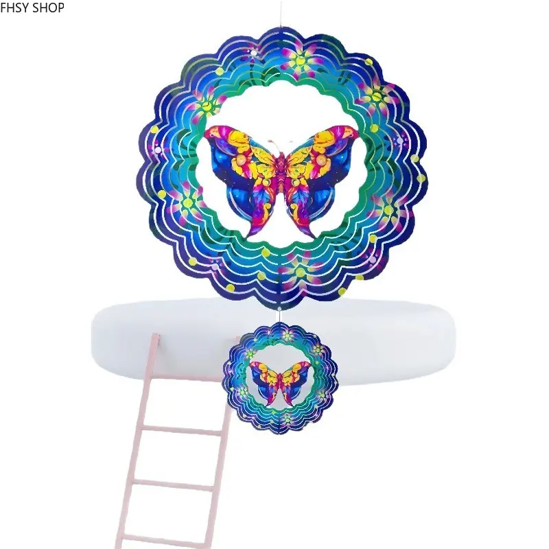 3D Visual Illusion Stainless Steel Wind Spinner, Large Hanging Mandala Kinetic Sculpture, Colorful Garden Art for Yard, Patio, & Balcony, Mesmerizing Rotating Decoration & Unique Gift Idea