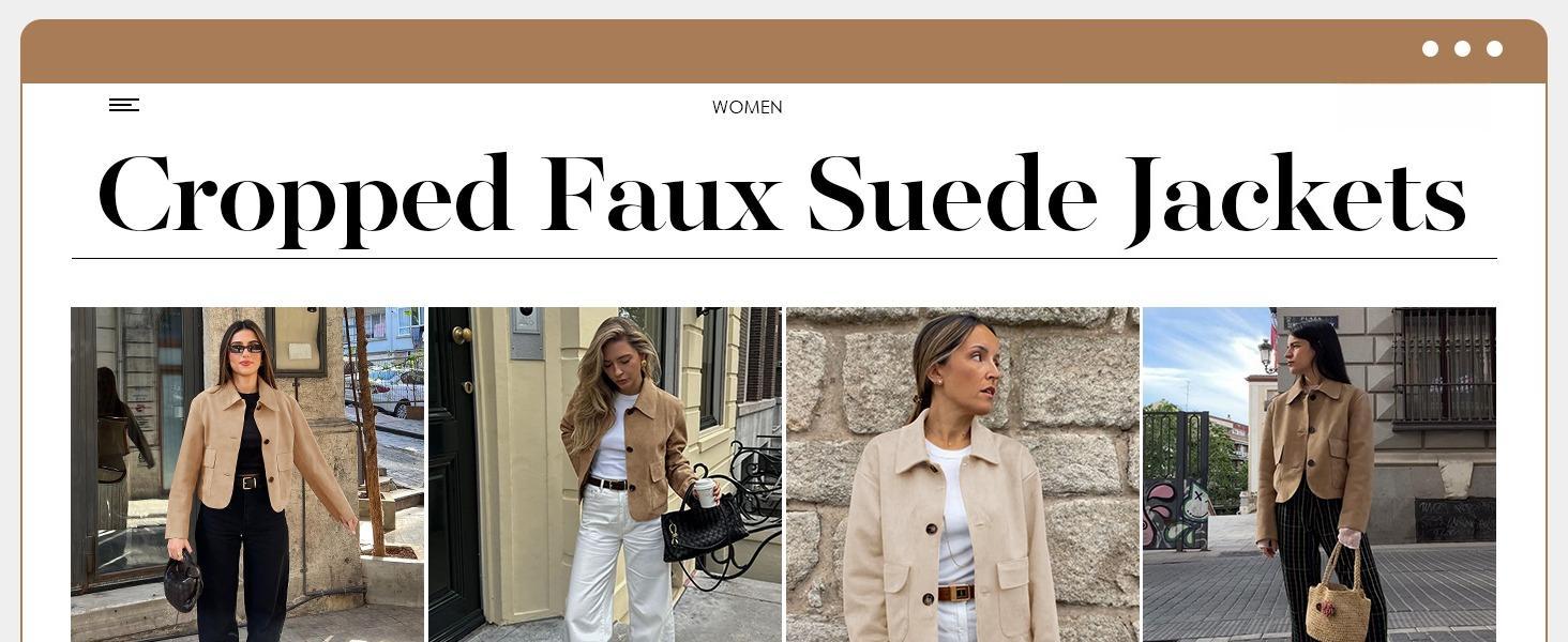 Imily Bela Womens Faux Suede Leather Jackets Casual Cropped Coats Vintage Button Down Shackets