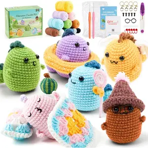 Crochet Kit for Beginners, 6 Pack Dinosaurs Crochet  Kit,Starter Kit with Step-by-Step Video Tutorials, Learn to Crochet Kits for Adults, DIY Knitting Craft Supplies