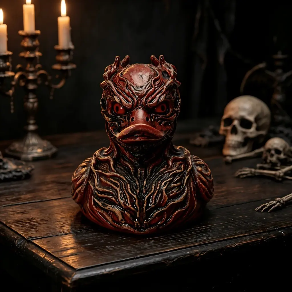 Gothic Tree Spirit Devil Duck Figurine, Dark Root Texture Resin Duck Handmade Model, Halloween Desktop Decoration Gift Collection