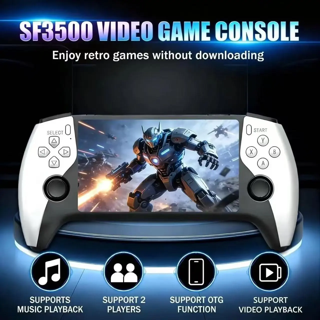 2026 New Sf3500 Upgrade Handheld Game Console, 5-Inch IPS Full HD Screen, 3000mah Long Battery Life, Compact Portable Gaming System, Video Game Console