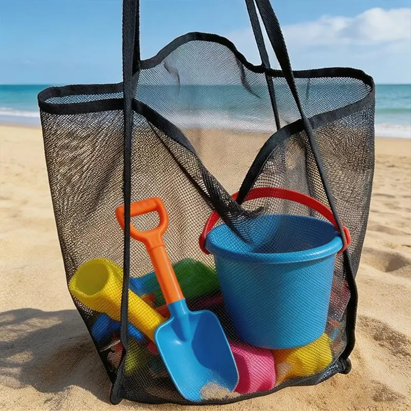 Large Capacity Mesh Beach Bag, Outdoor Travel Quick-Dry Sand-Proof Multi-Functional Pouch, Breathable Design with Reinforced Handles, Waterproof