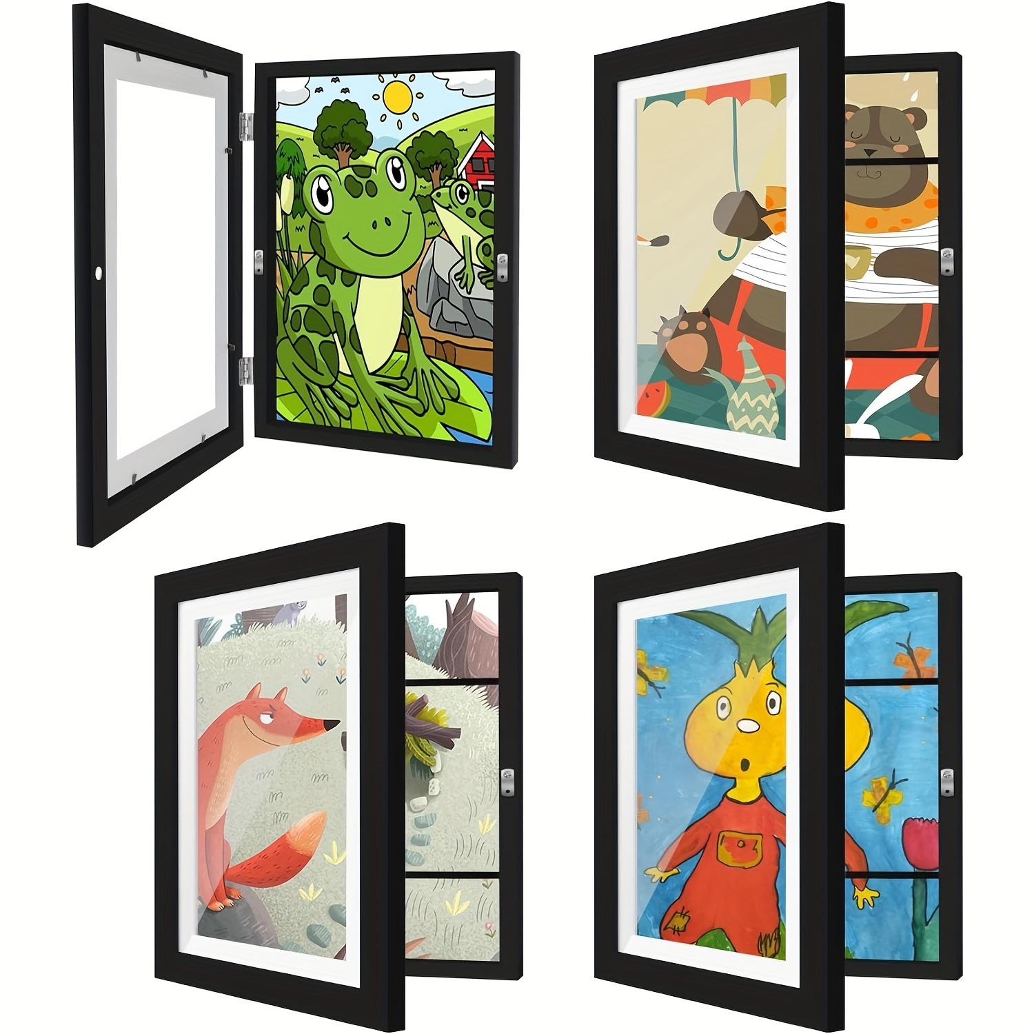4pcs Changeable 8.5x11 Art Frames, Kid Art Picture Frame, Childrens Art Frames with Storage, Youngsters Art Frames Changeable, Artwork Frames for Youngsters Art, Front Opening Picture Display Frames