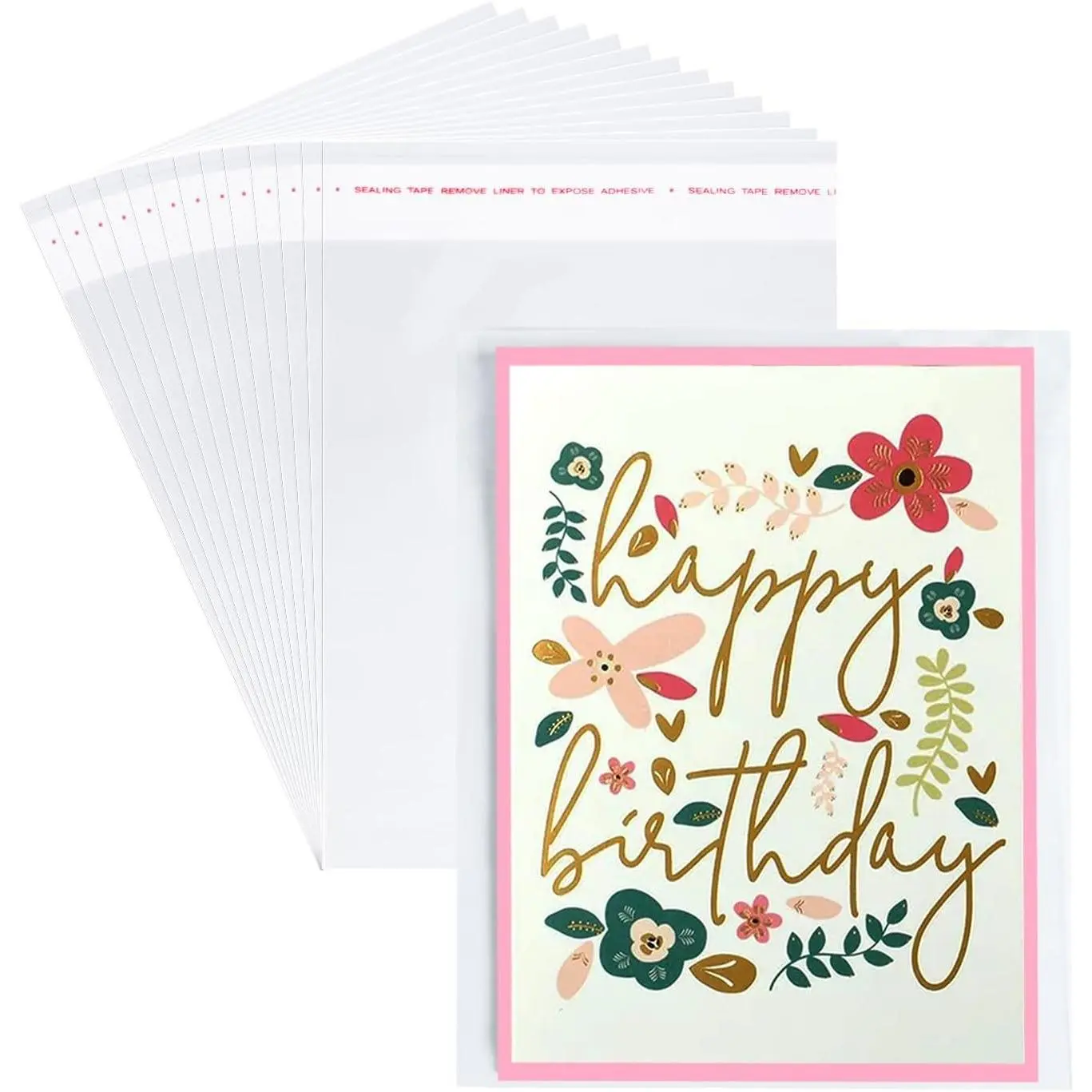200Pcs 4-5/8 x 5-3/4 Inch Resealable Cello Cellophane Bags, Clear Plastic Sleeves - Fit A2 Card w/Envelope Photos Cookie Candy