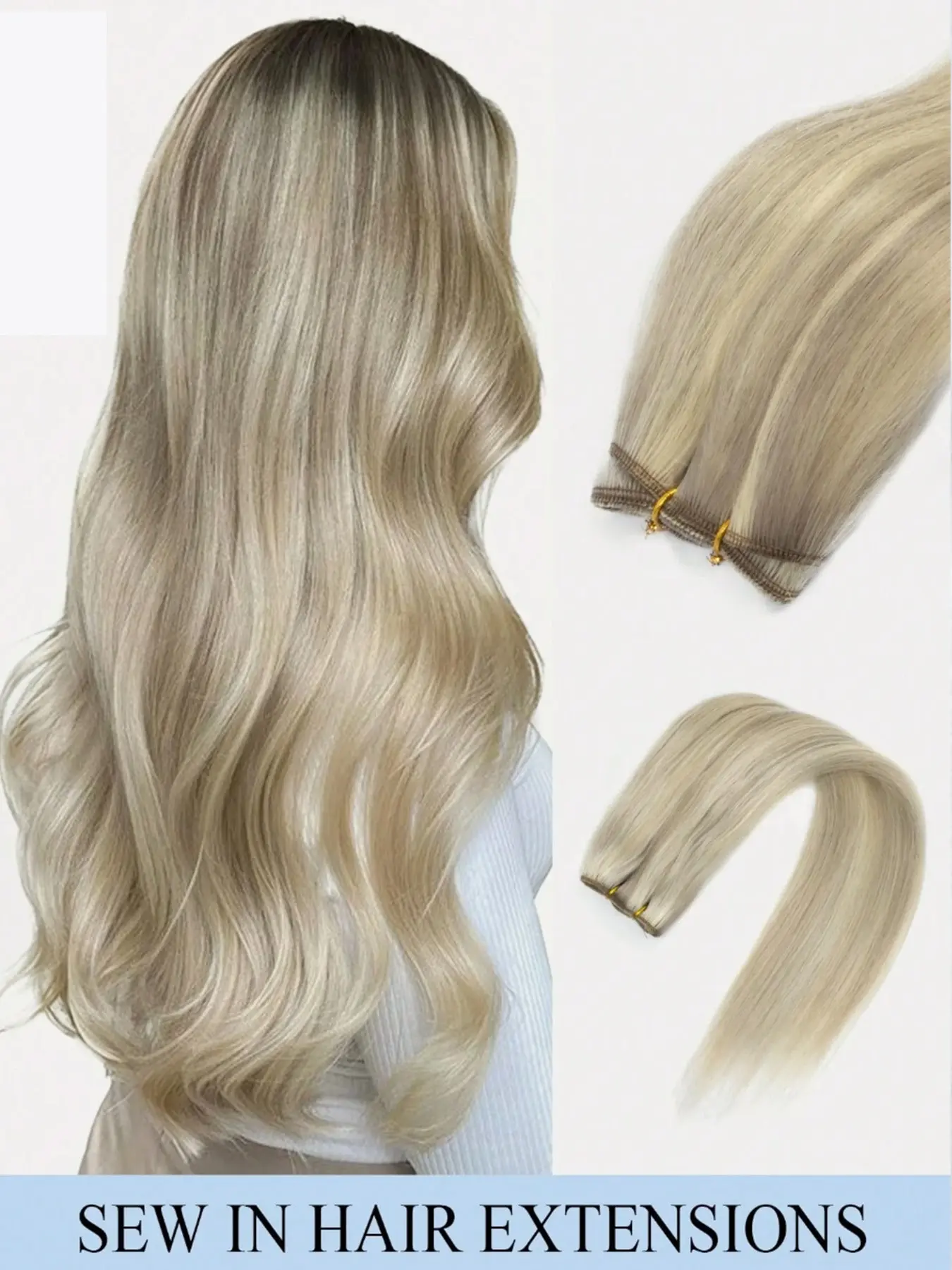 50g Natural Human Hair Extensions, Dual Layer Hair Clip, Ash Blonde Highlights, 12-20 Inch, Soft Smooth Texture, Unisex, Graduation Season