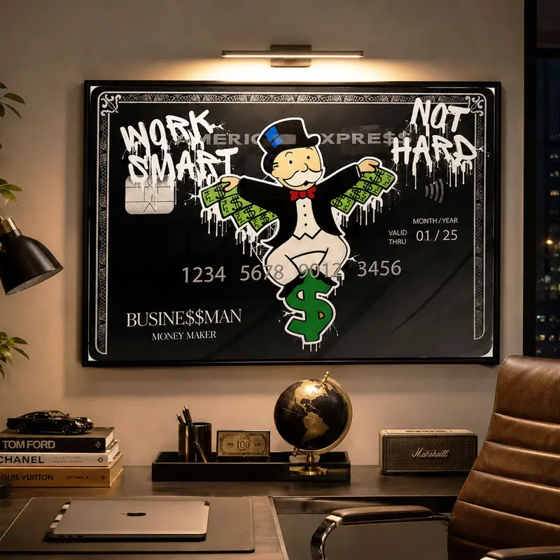 Monopoly Money Wall Art, Work Smart Not Hard Poster, Hustle Mindset Print, Entrepreneur Office Decor, Modern Business Wall Art, Success Mindset Artwork, Home Office Wall Decor, Motivational Money Poster, Boss Gift Decor