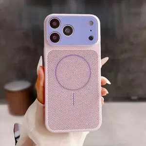 Macaron Color-Blocking Mesh Cooling Smartphone Case - Lightweight, Large-View Protection Cover for iPhone 17 Pro Max, 16 Pro, 15, 14, 13 Mobile Devices