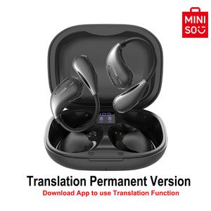 miniso x33 wireless translation journal earphone, open-ear design headphones, support 135 languages bt translation earbuds with charging case for listening to music, boyfriend gift, men gifts, mother's day gift