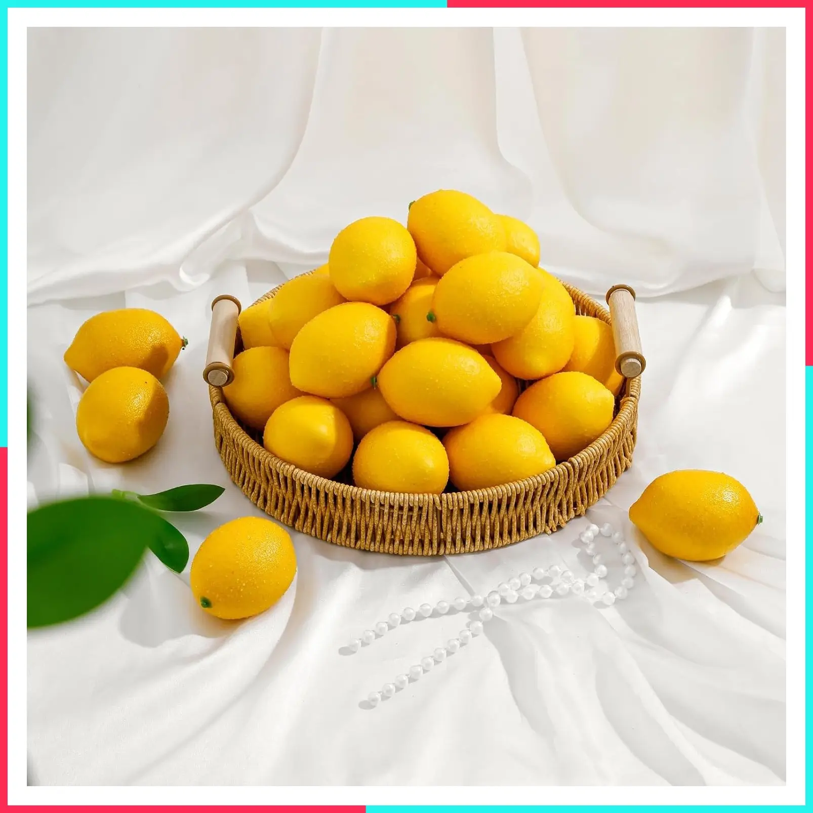 12 Pcs Realistic Artificial Yellow Lemons for Home Kitchen Decor, Fruit Bowl Filler, Table Centerpiece, Vase Display, Lemonade Party, Farmhouse Seasonal Decoration