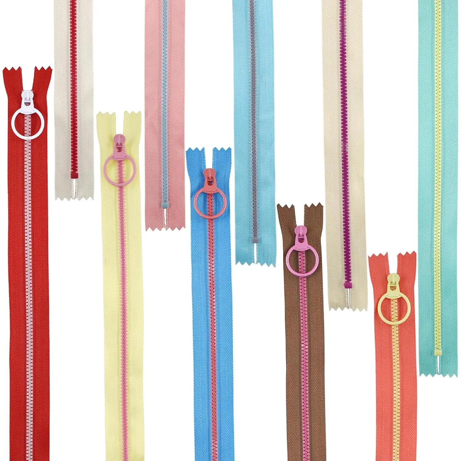 20 count #3  Zipper  10 Color Close End Zippers with Lifting Ring Pull Set for Clothing Bag Sewing DIY (zipper-30cm)